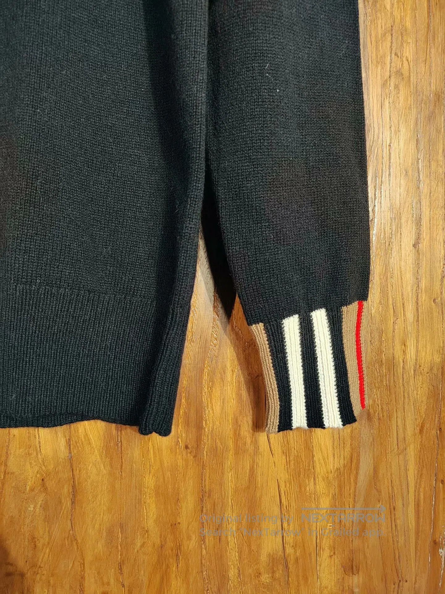 Burberry Burberry Black Knit Sweater with Check Details. Size US M / EU 48-50 / 2 - 6 Thumbnail