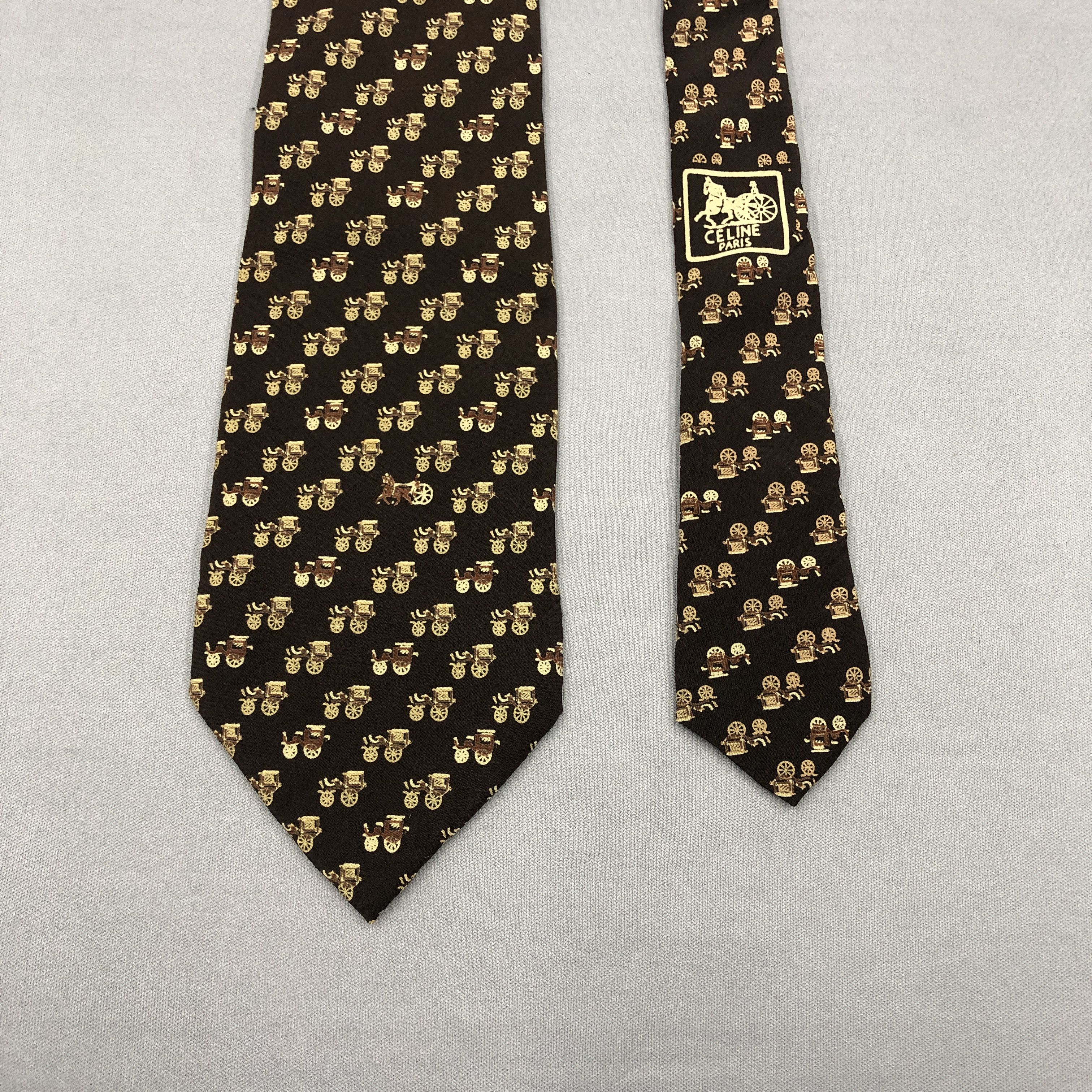 Celine Vintage Celine SILK Necktie Cravate Pure Silk Neck Tie Size ONE SIZE - 3 Thumbnail