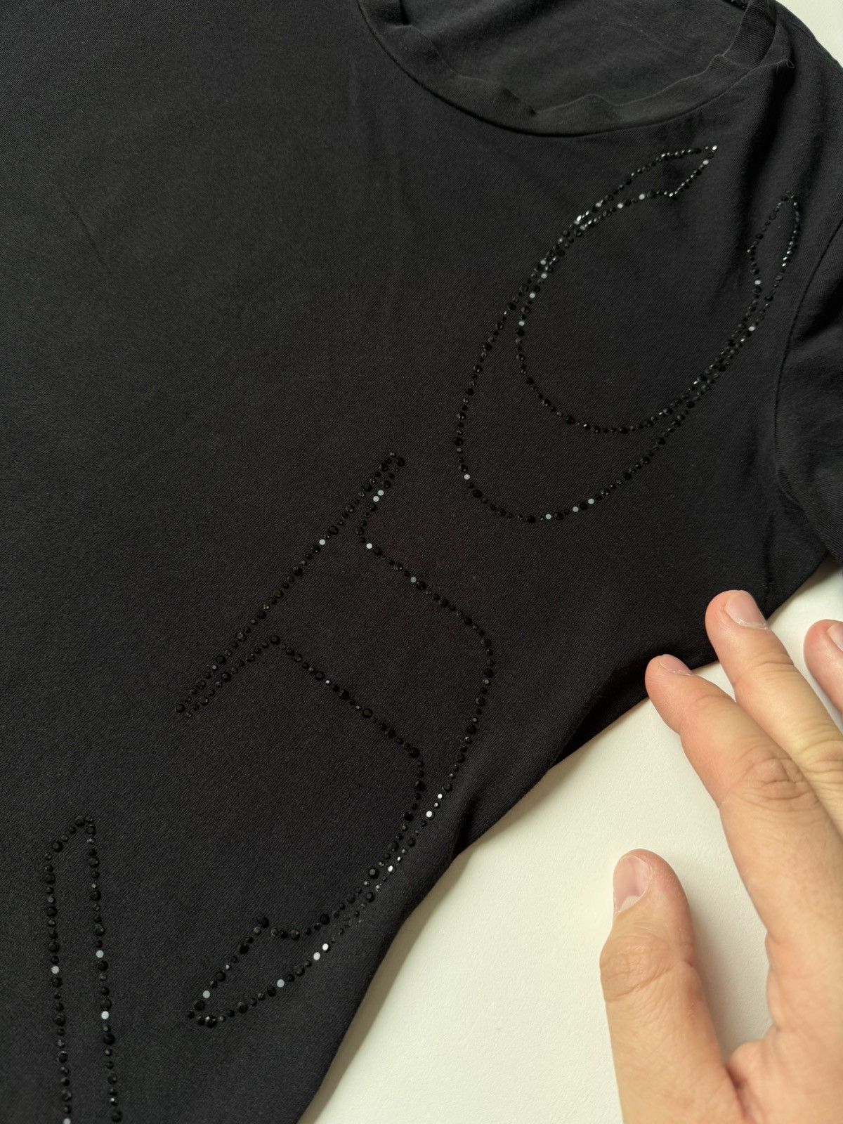 Versace × Vintage Vintage Versace JC Tshirt rhinestone logo y2k glamour grunge Size S / US 4 / IT 40 - 10 Thumbnail