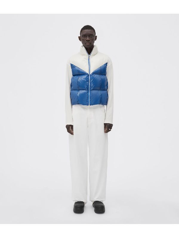 image of Bottega Veneta O1N1Vont0124 Gilet In White/blue, Men's (Size Small)