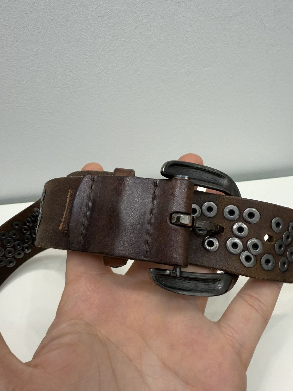 LIEBESKIND BERLIN Liebeskind Berlin Metal Rivets Leather Punk Rock Gothic Belt Size 34 - 4 Thumbnail