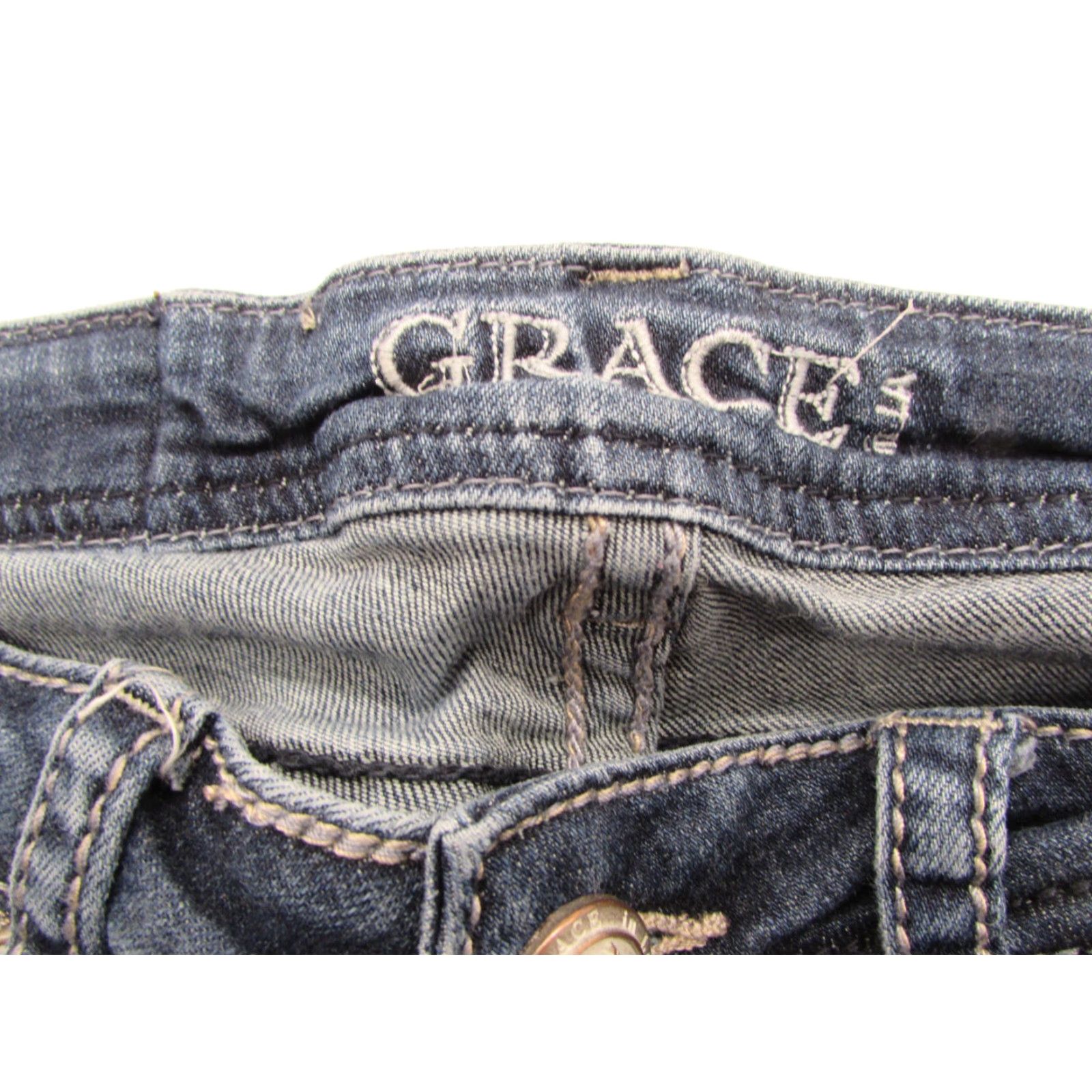 Vintage Grace Womens Jeans Ankle Skinny 27 Size Embroidered Studded 2405 Size 27" / US 4 / IT 40 - 4 Thumbnail
