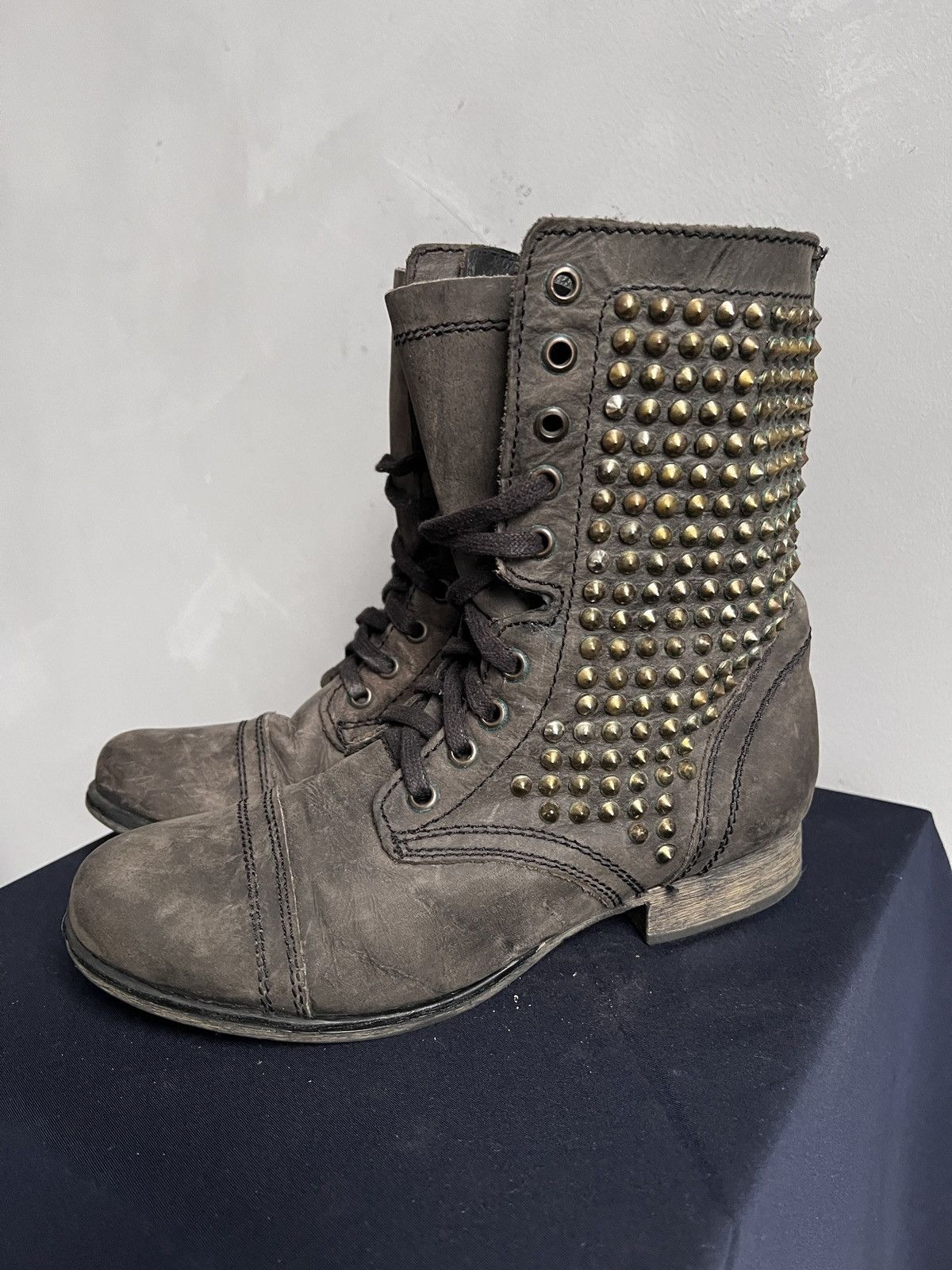 A.S.98 Studded Brown Combat Boots Women’s 38 Punk Vintage style Size US 8 / IT 38 - 7 Thumbnail