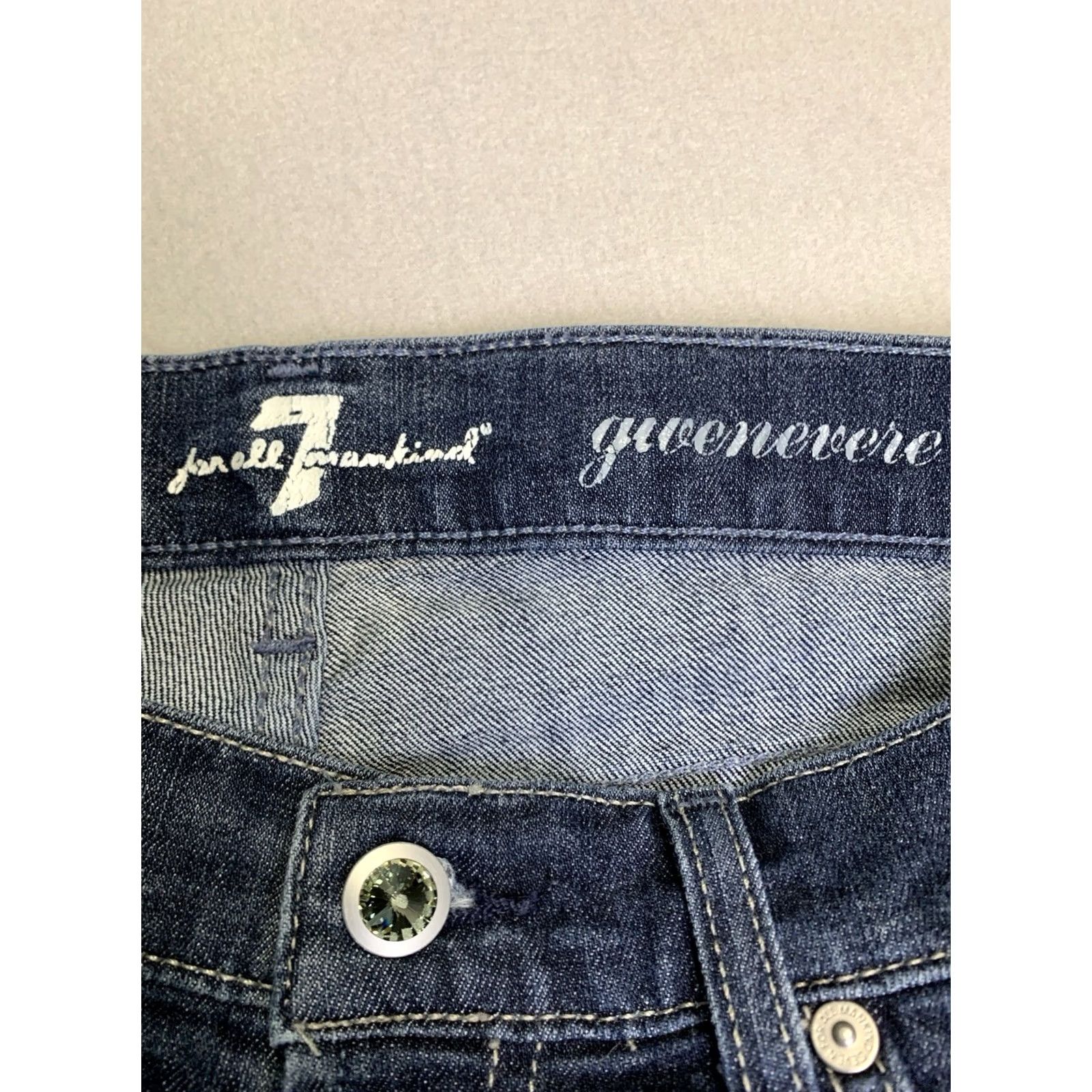 7 For All Mankind VINTAGE 7 For All Mankind Gwenevere Jeans Womens 28 Blue Skinny 5-Pocket Zipper Button Embroidered Logo Preppy Comfort Stretch Denim Size 28" / US 6 / IT 42 - 3 Thumbnail