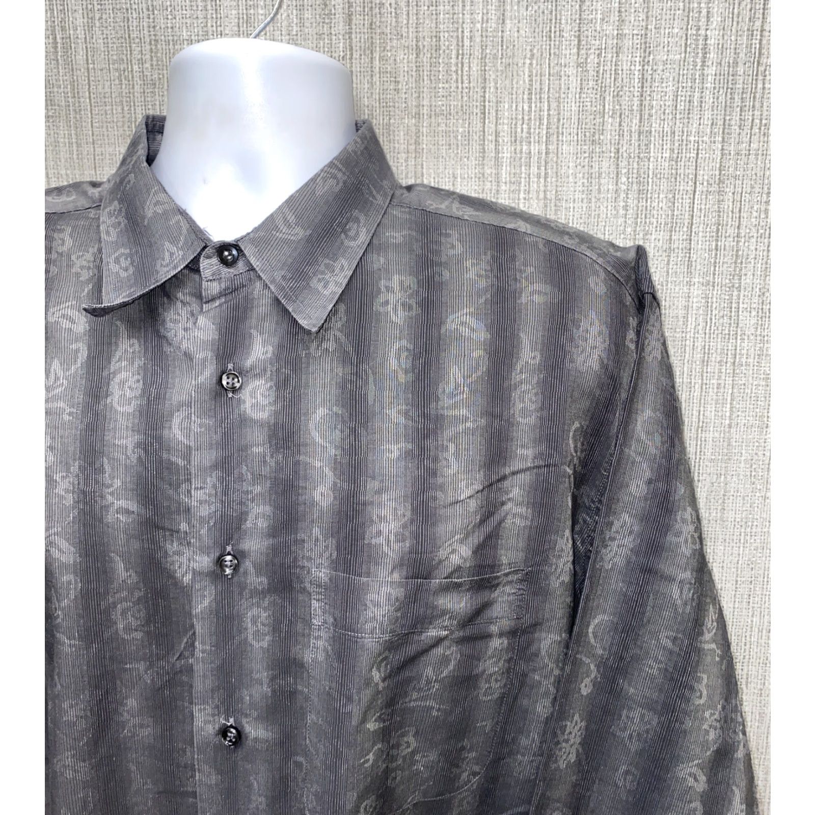 Zanella Zanella Mens Gray Long Sleeve Button Front Shirt XL Italy Made Regular Button-Up Collared Shirt Men Size US XL / EU 56 / 4 - 2 Thumbnail