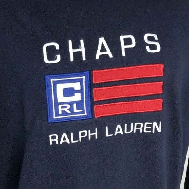 Ralph Lauren VINTAGE CHAPS / RALPH LAUREN Embroidered FLAG Mens L Sweatshirt Sweater - EXCELLENT Size US L / EU 52-54 / 3 - 2 Thumbnail