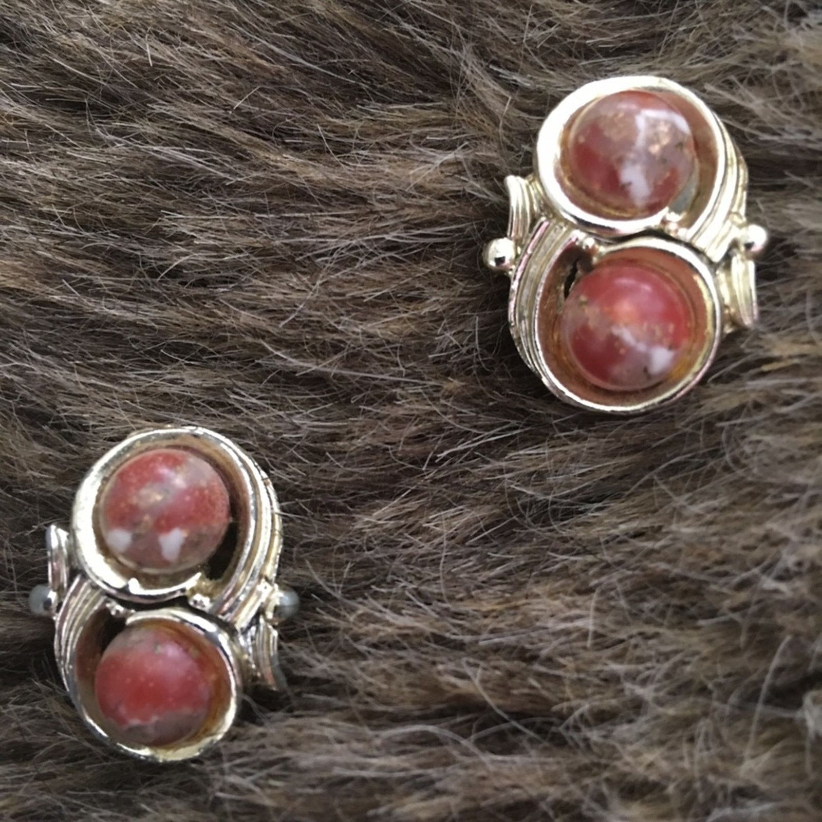 Vintage Vintage 60s brown marble silver tone clip earrings Size ONE SIZE - 1 Thumbnail