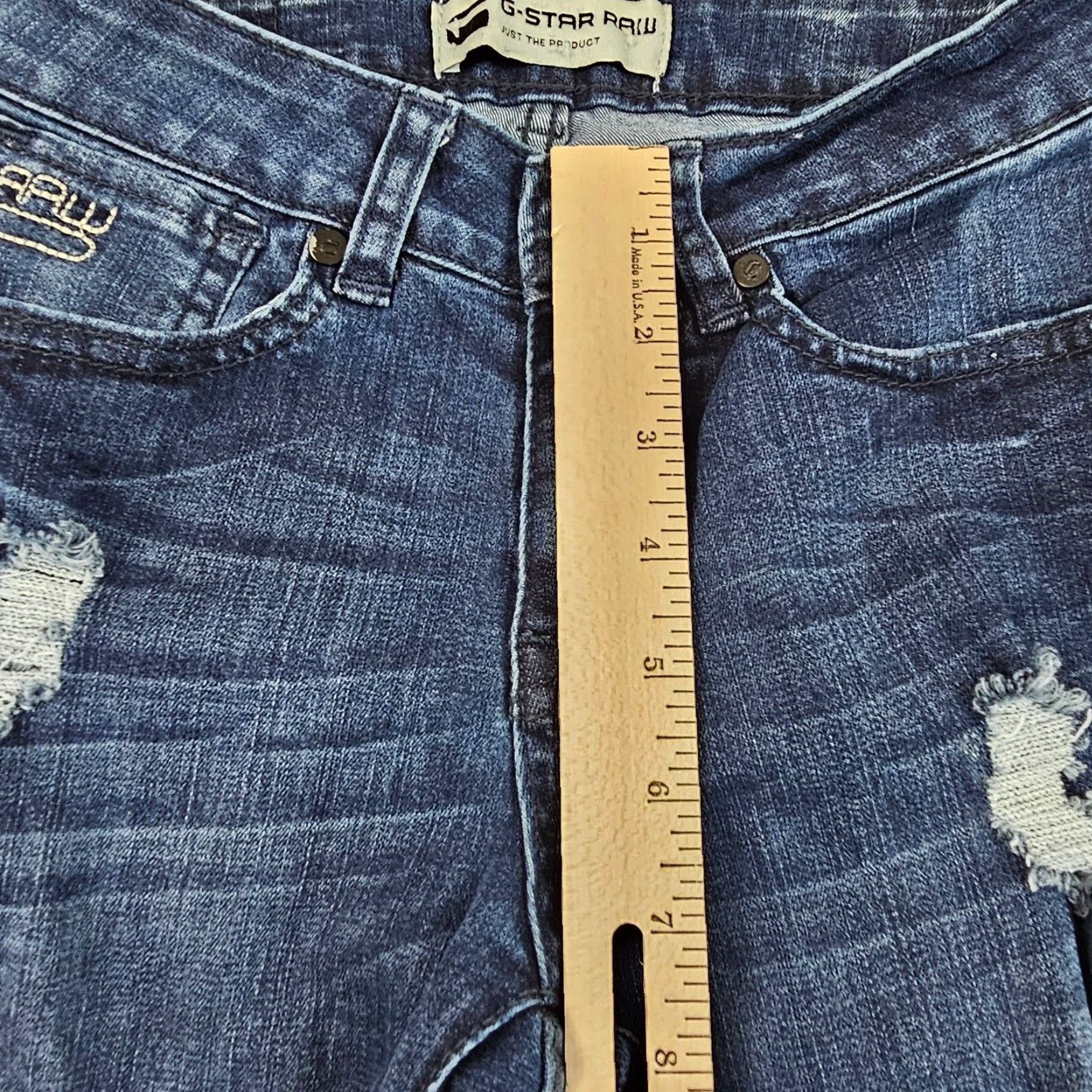 G-Star G-STAR RAW Jeans Skinny 26 Womens Low Dark Wash 24x26 Stretch Distressed 3301 Model 3301 Blue Denim Womens Size 26" / US 2 / IT 38 - 4 Thumbnail