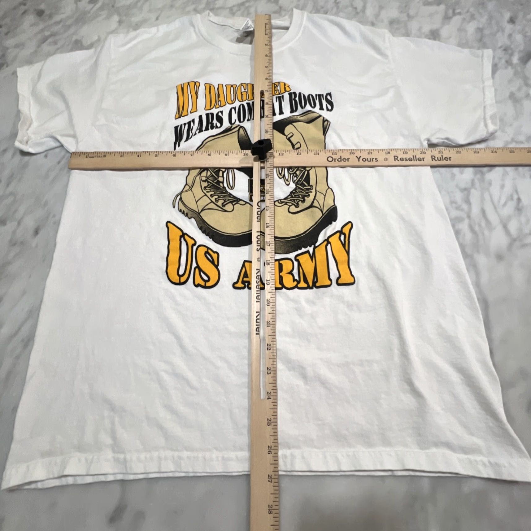 Gildan Gildan T-Shirt Army Military USA White Crew Neck Short Sleeve Mens Large Size US L / EU 52-54 / 3 - 5 Thumbnail