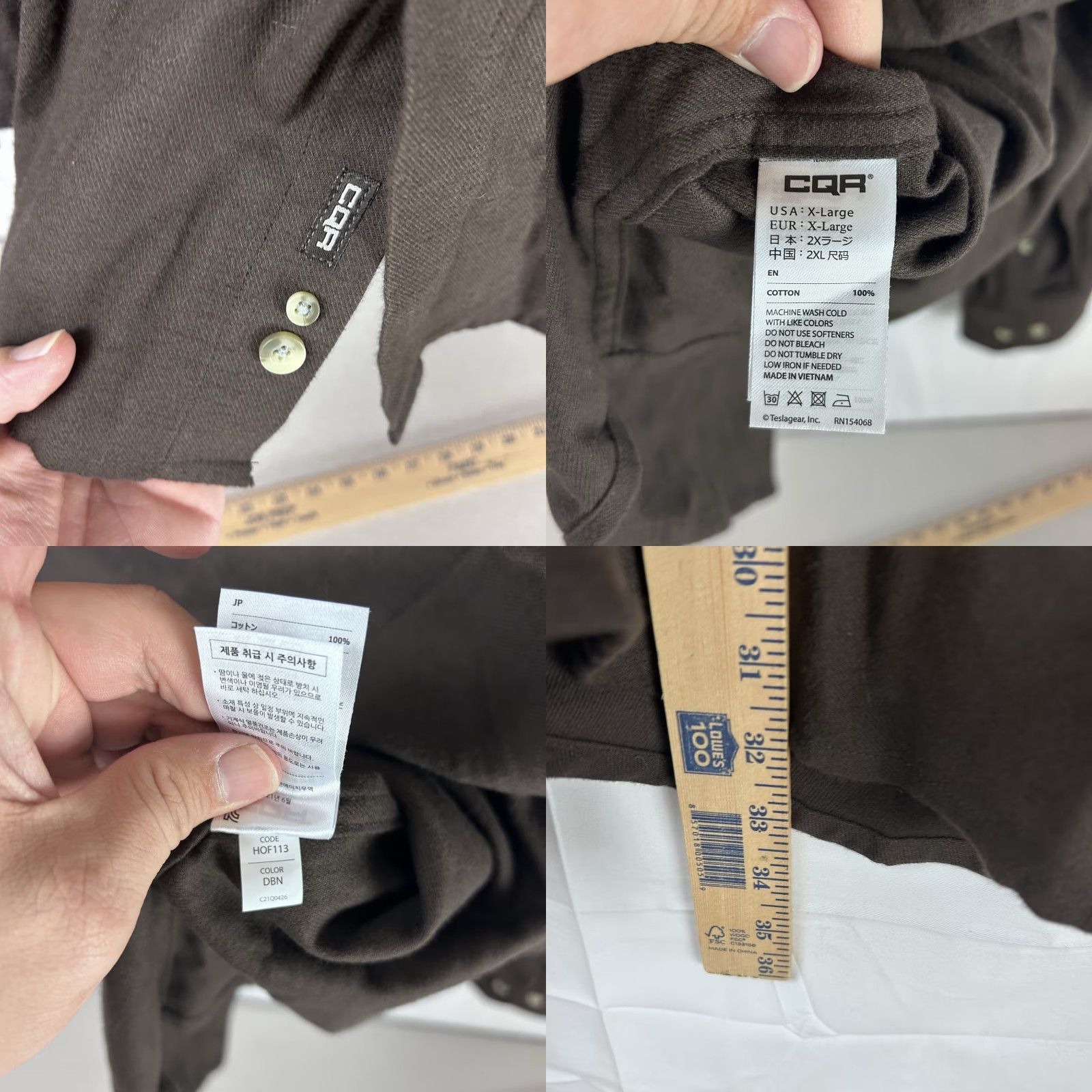 Vintage CQR Men's Flannel Shirt XL Brown Cotton Button-Up Casual Workwear Party Shirt Size US XL / EU 56 / 4 - 8 Thumbnail