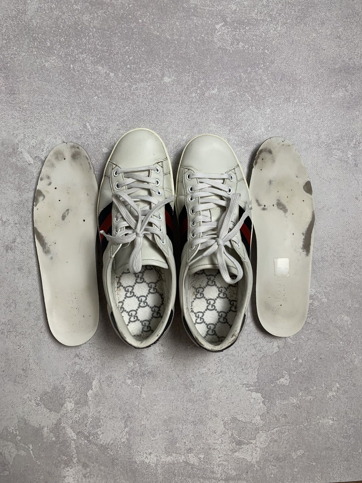 Gucci Gucci Ace White Leather Sneakers with Web Stripe – Size 7 Size US 7.5 / EU 40-41 - 18 Thumbnail