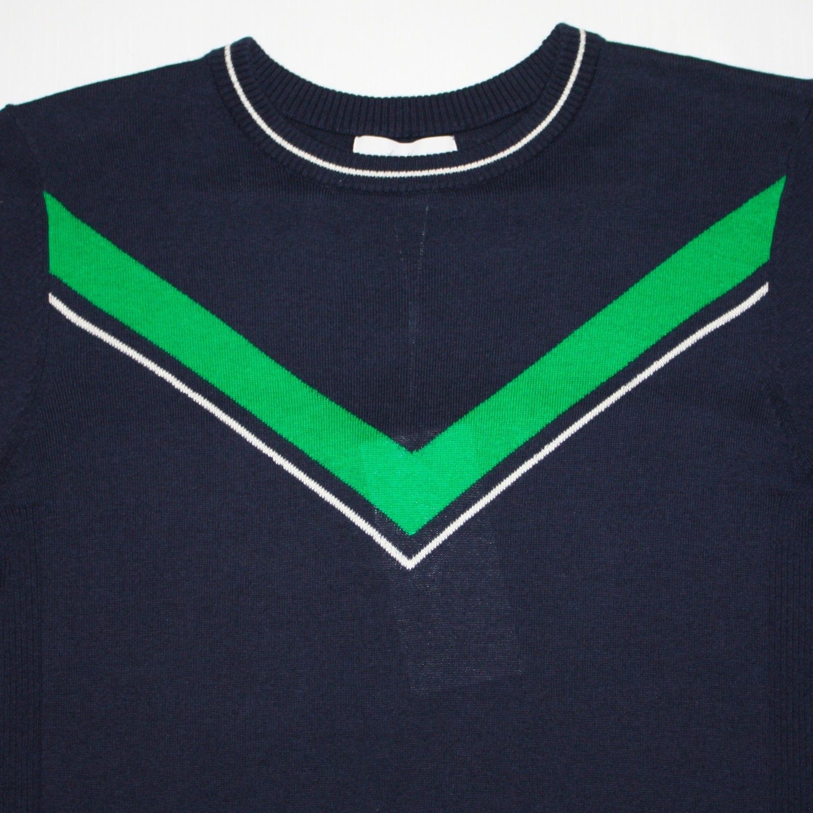 Other Lady Hagen Navy Blue with Green V-neck Golf Sweater NWT $60 Size XS / US 0-2 / IT 36-38 - 4 Thumbnail
