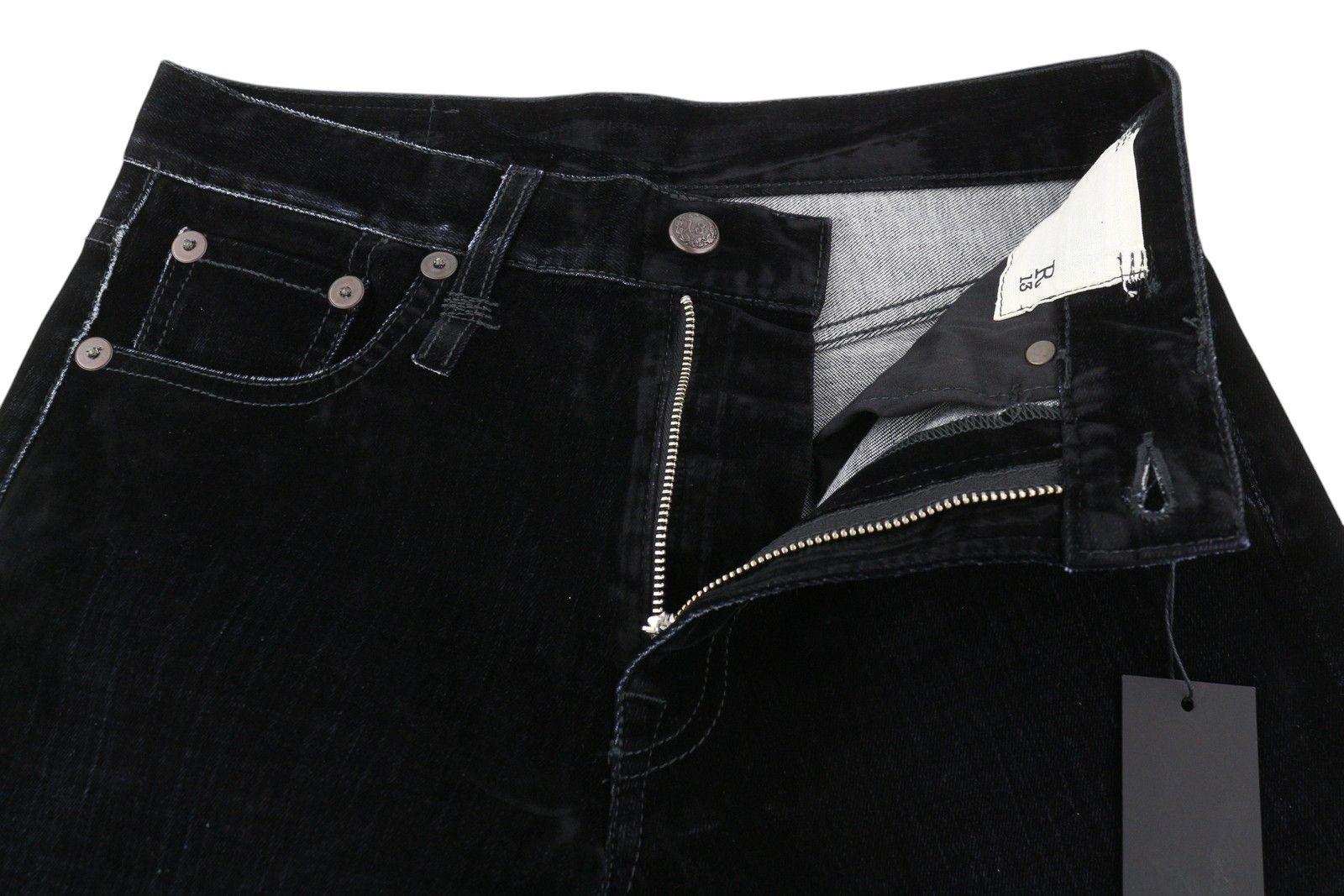 R13 ROMEO 24 Flocked Black Velvet Cropped Low Rise Dark 86244 Size 24" / US 00 / IT 34 - 5 Thumbnail