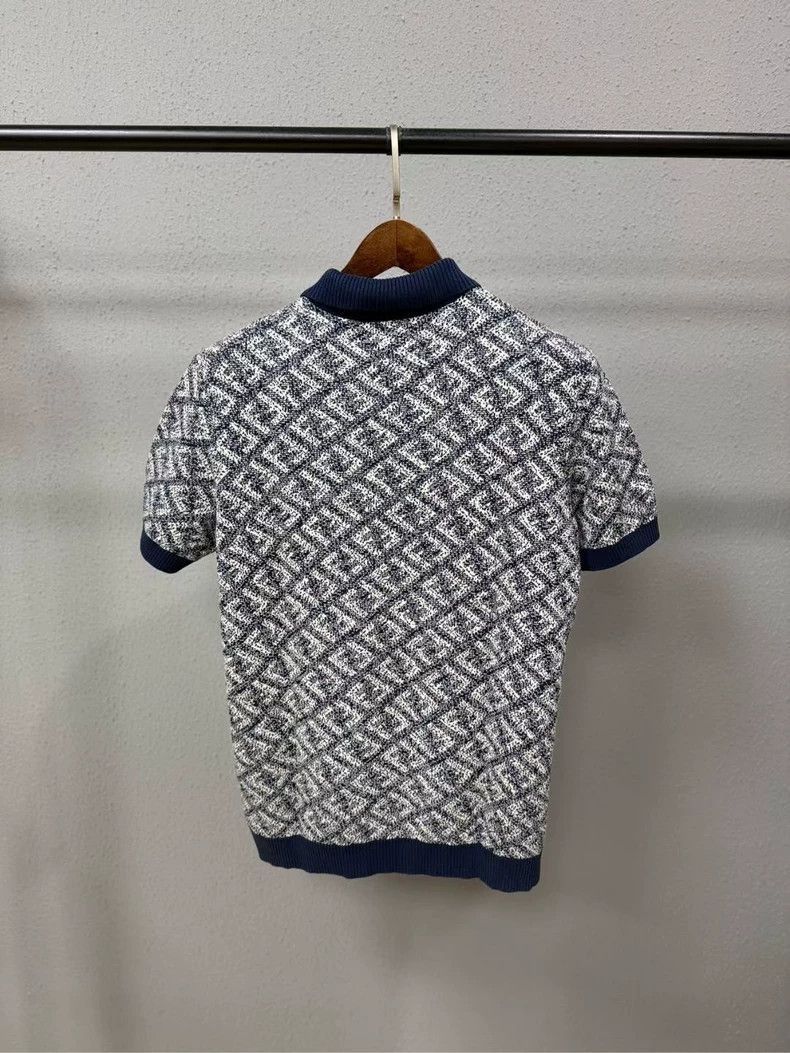 Fendi Fendi Blue and White Mosaic Print Polo Size US L / EU 52-54 / 3 - 2 Thumbnail