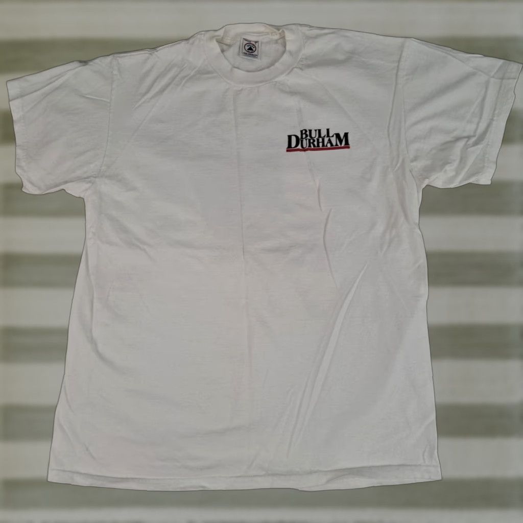Delta VINTAGE Bull Durham Bulldogger Bull Wrestler T-Shirt Delta Large White Cotton Crew Neck Short Sleeve Men Rodeo 1990s Canvas Logo Size US L / EU 52-54 / 3 - 1 Thumbnail