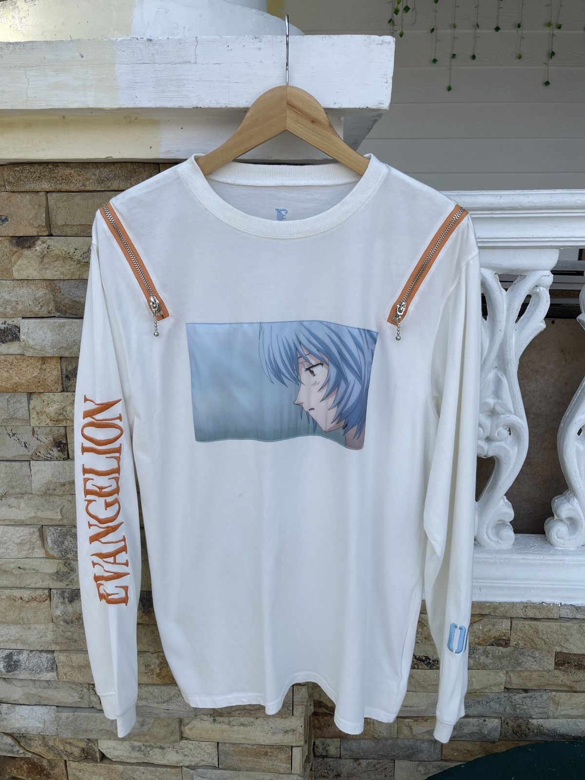 Anime Last Drop🔥Rare🔥Vintage Evangelion Zipper Long Sleeve T-Shirt Size US L / EU 52-54 / 3 - 2 Thumbnail