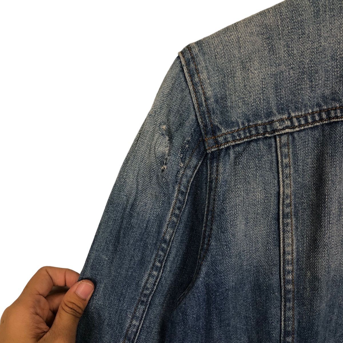 Japanese Brand EARTH MUSIC & ECOLOGY DENIM TRUCKER JACKET ISSEY MIYAKE Size M / US 6-8 / IT 42-44 - 12 Thumbnail
