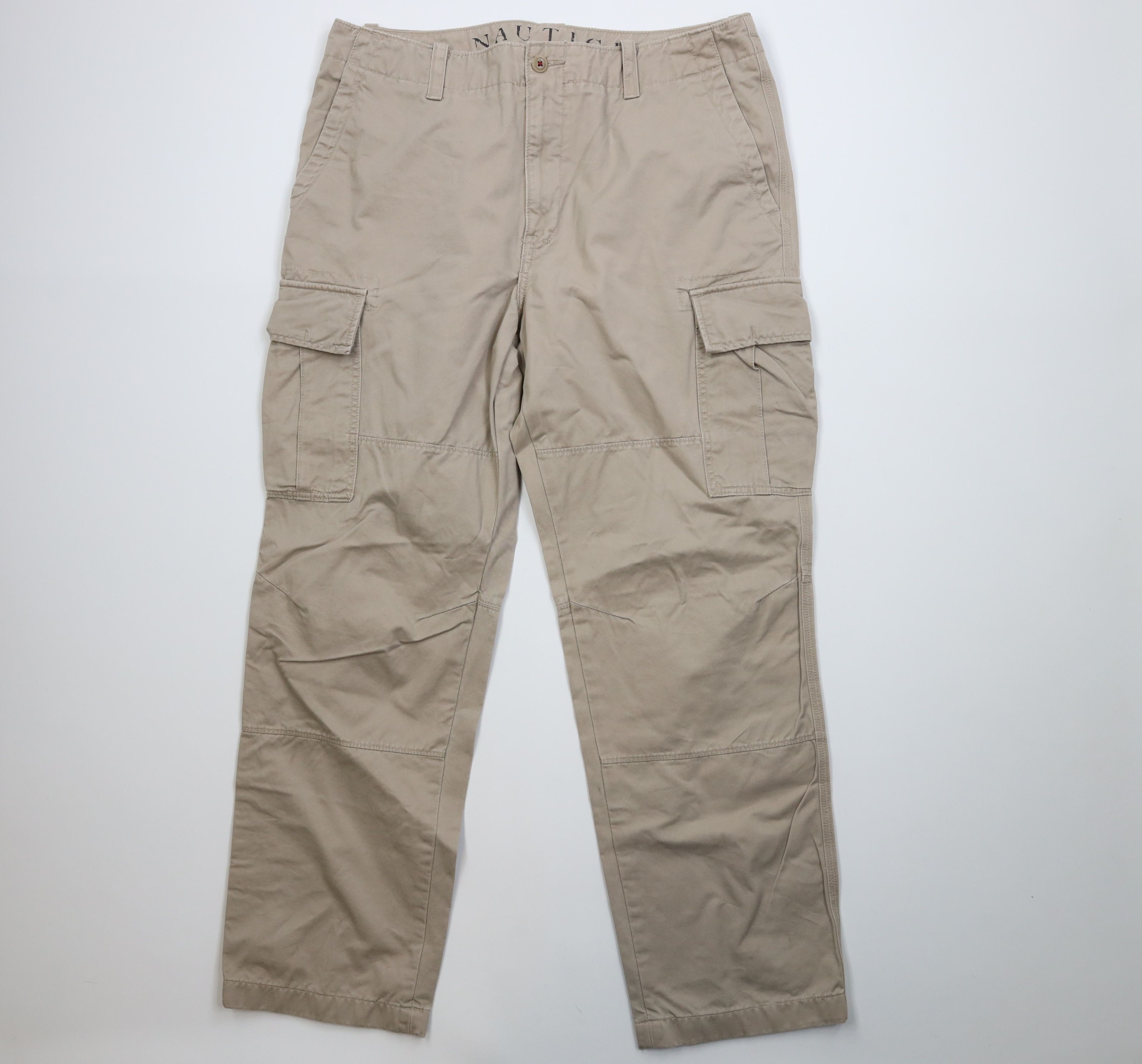 Nautica Vintage 90s Y2K Nautica Wide Leg Cargo Pants Beige Cotton Size US 36 / EU 52 - 1 Thumbnail
