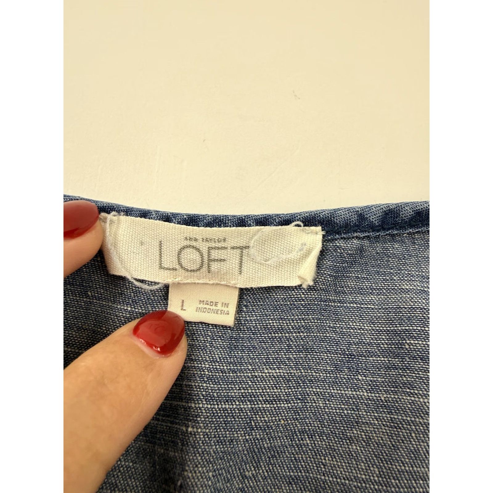 Loft LOFT Romper Womens Large Blue Chambray Short Sleeve Elastic Waist Pockets Casual Size 36" / US 14 / IT 50 - 7 Thumbnail