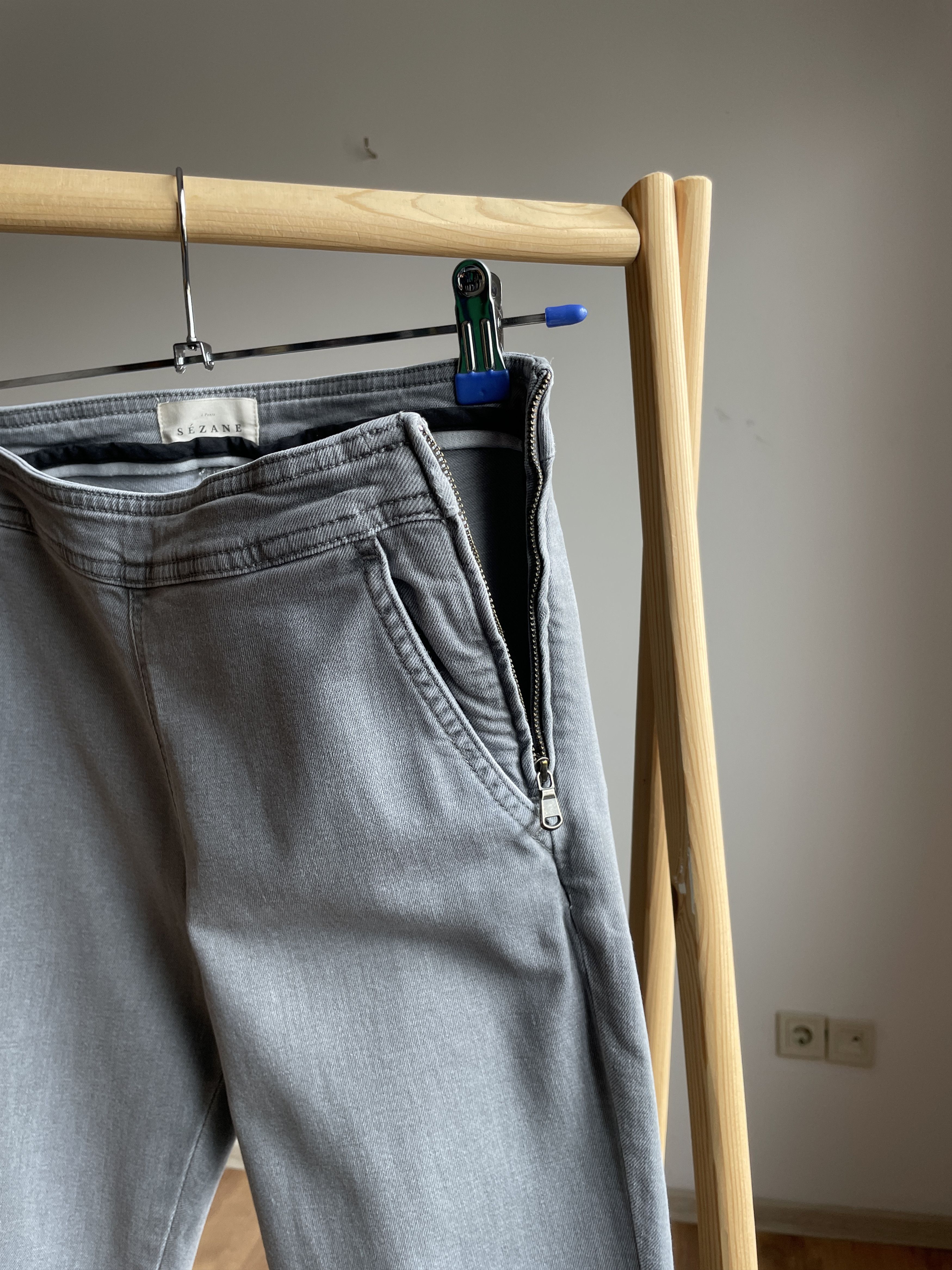 Sezane Sezane Clara Side Zip Womens Grey Denim Size EUR 36 Size 25" / US 0 / IT 36 - 5 Thumbnail