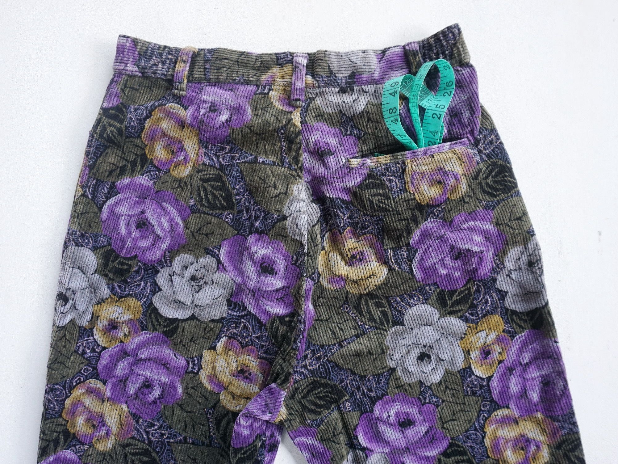 Japanese Brand JUSTY RAYRA Full Printed Floral Corduroy Size 26" / US 2 / IT 38 - 5 Thumbnail