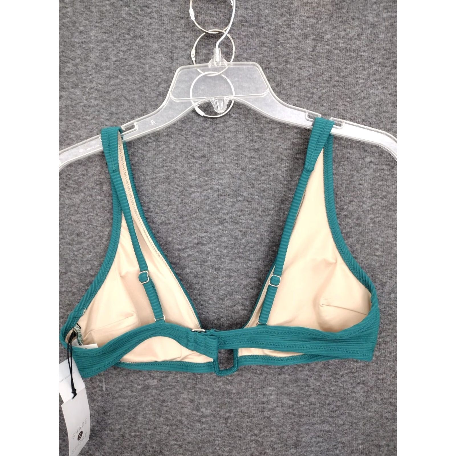 Vintage Shade & Shore Bikini Top Shade & Shore Green Textured Plunge Bikini Top M Women Narrow? Size M / US 6-8 / IT 42-44 - 2 Thumbnail