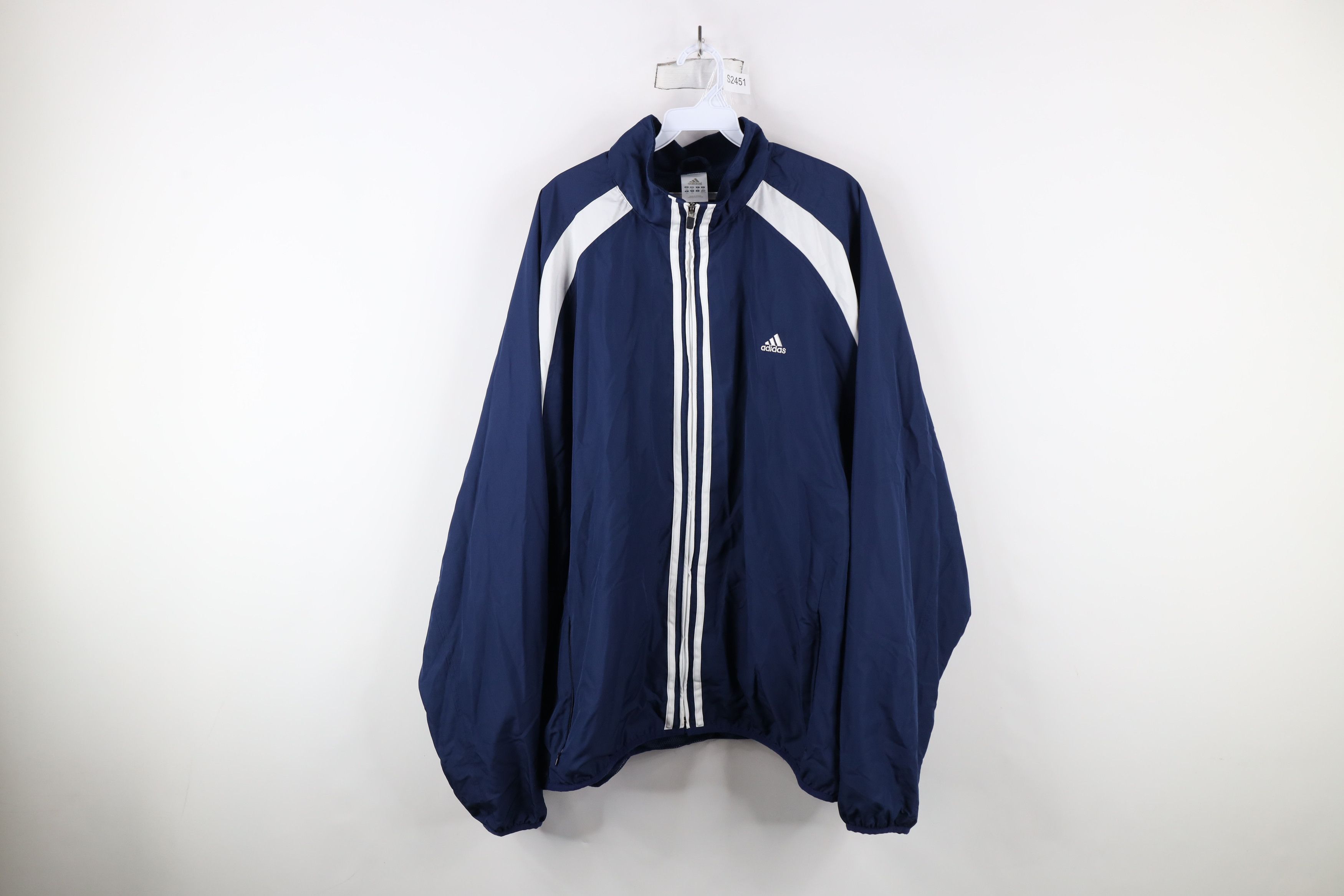 Adidas × Vintage Vintage Adidas Lined Full Zip Windbreaker Jacket Blue Size US XXL / EU 58 / 5 - 1 Thumbnail