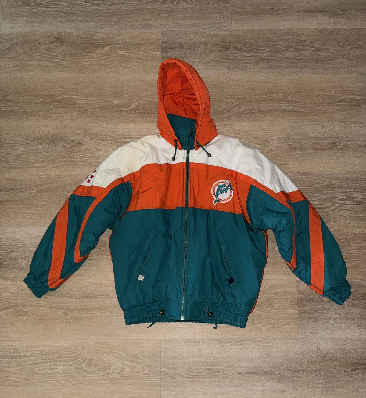 Nutmeg Vintage 90’s Miami Dolphins Nutmeg by Campri Puffer Jacket Size US XL / EU 56 / 4 - 1 Thumbnail
