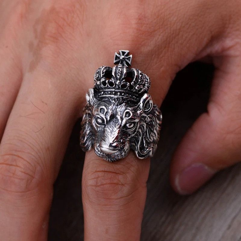 Japanese Brand Retro Lion Crown Ring Size ONE SIZE - 6 Thumbnail