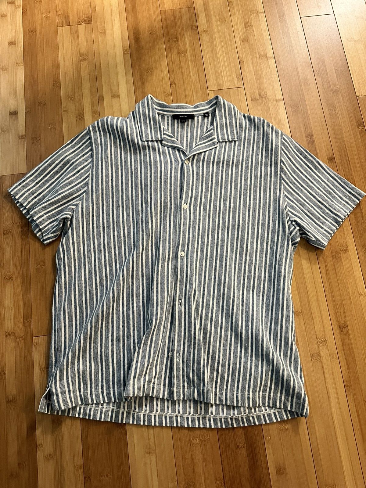Vince Vince Stripped Camp Collar Size US XL / EU 56 / 4 - 1 Thumbnail