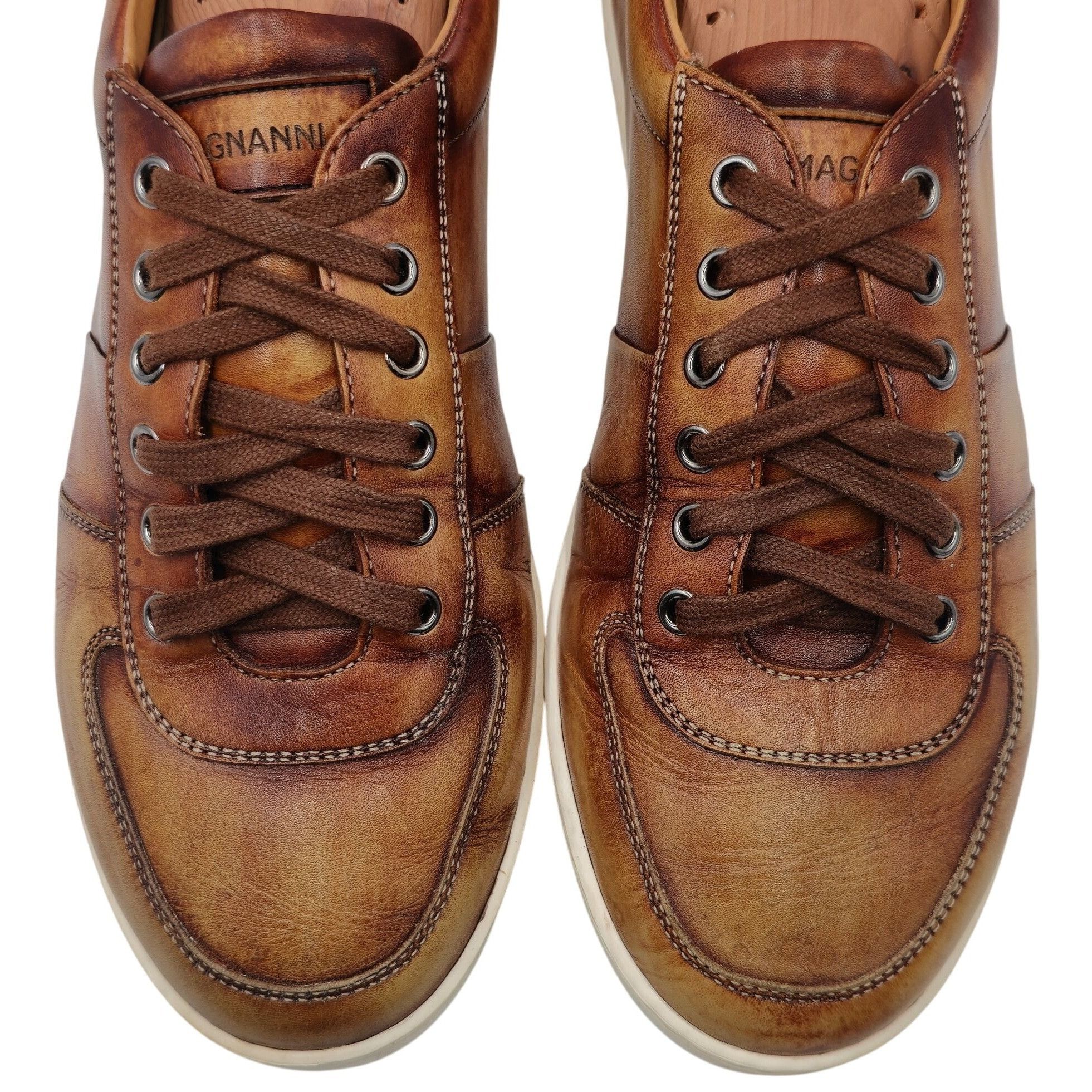 Magnanni Magnanni Spain Patina Brown Leather Fashion Sneakers Men 7.5 Size US 7.5 / EU 40-41 - 2 Thumbnail