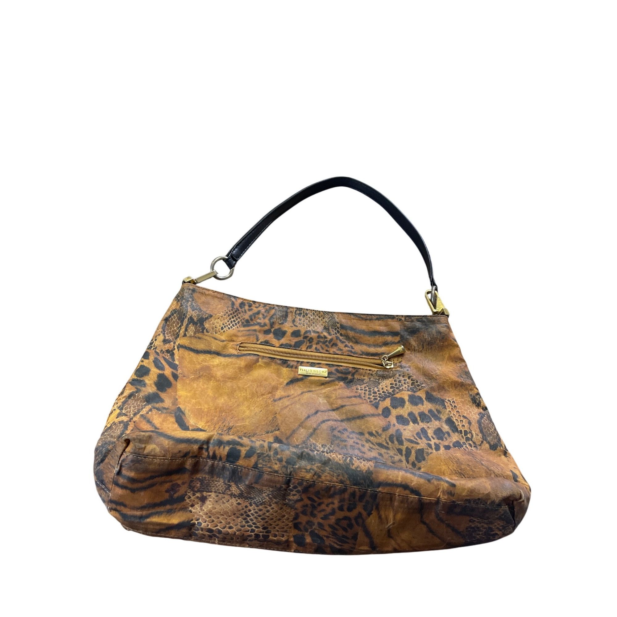 Designer Plinio Visona Womens Brown Reversible Leather Shoulder Handb Size ONE SIZE - 15 Thumbnail