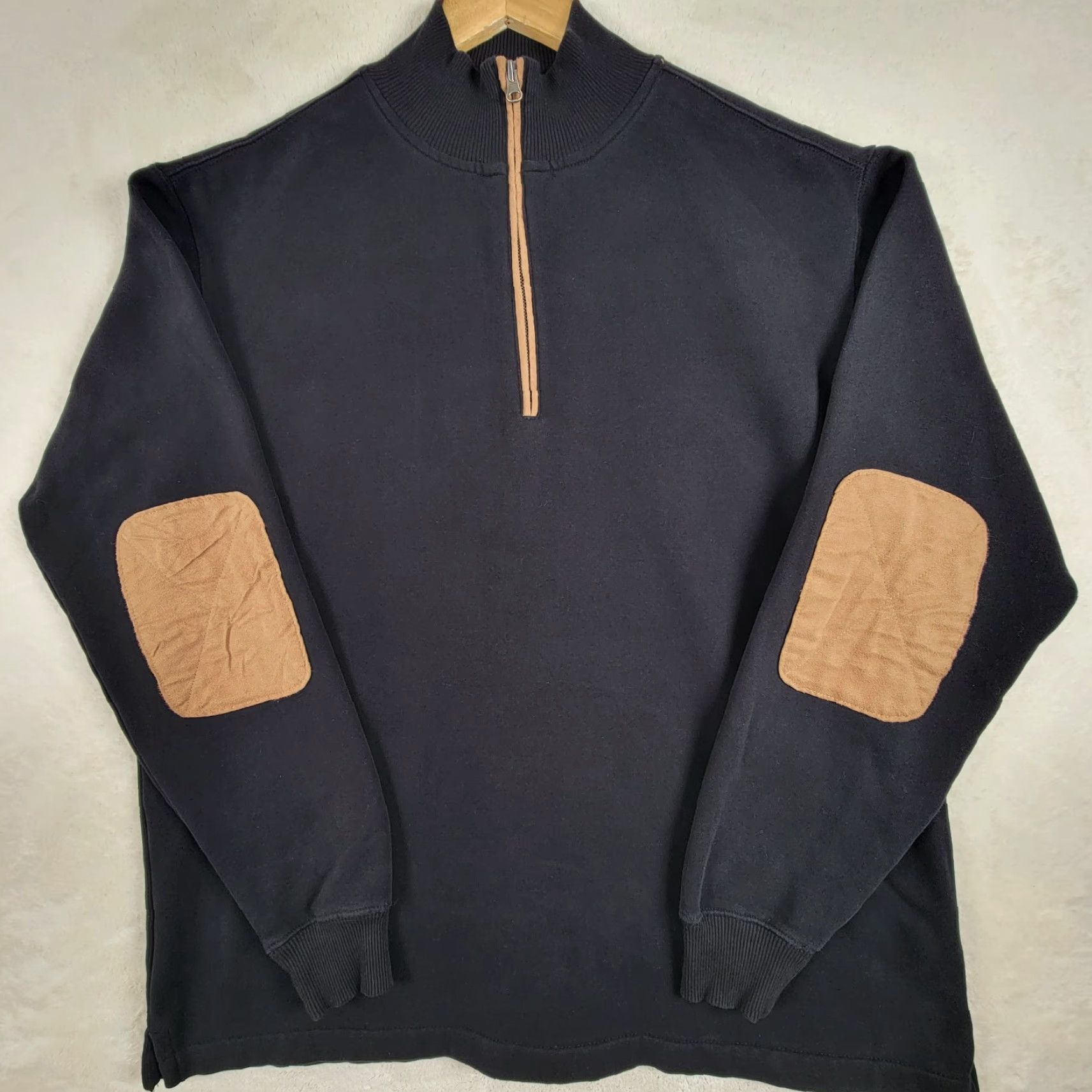 Vintage VINTAGE Woolrich Black Sweater Mens Large 1/4 Zip Pullover Jacket With Elbow Patches Size US L / EU 52-54 / 3 - 2 Thumbnail