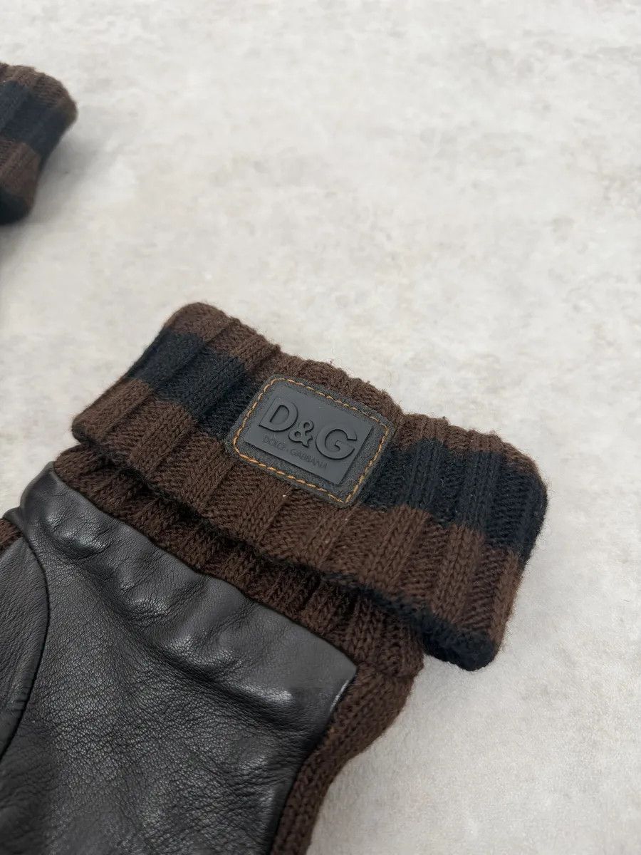 Dolce & Gabbana 2000s Dolce & Gabbana Brown Wool & Black Leather Gloves Size ONE SIZE - 5 Thumbnail