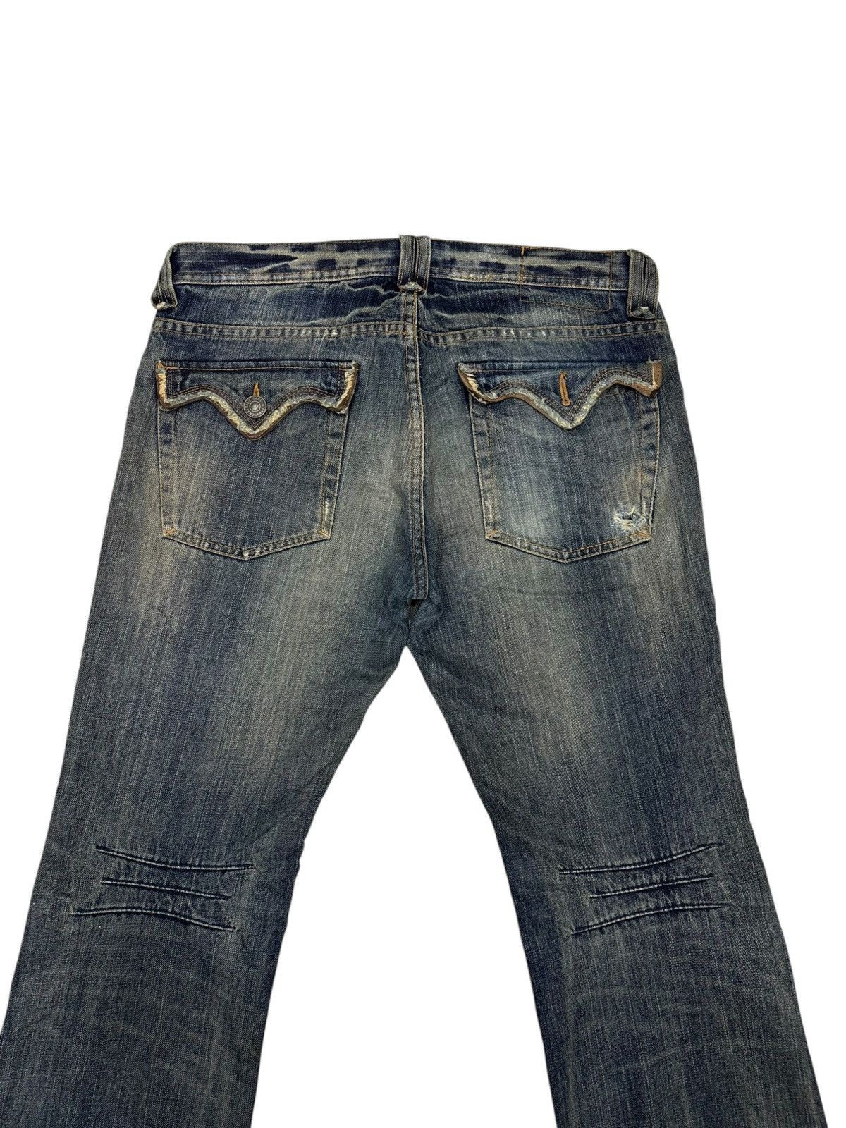 Tornado Mart Flare Jeans EDGE RUPERT Japan Mud Wash Distressed Denim Jean Size US 34 / EU 50 - 6 Thumbnail