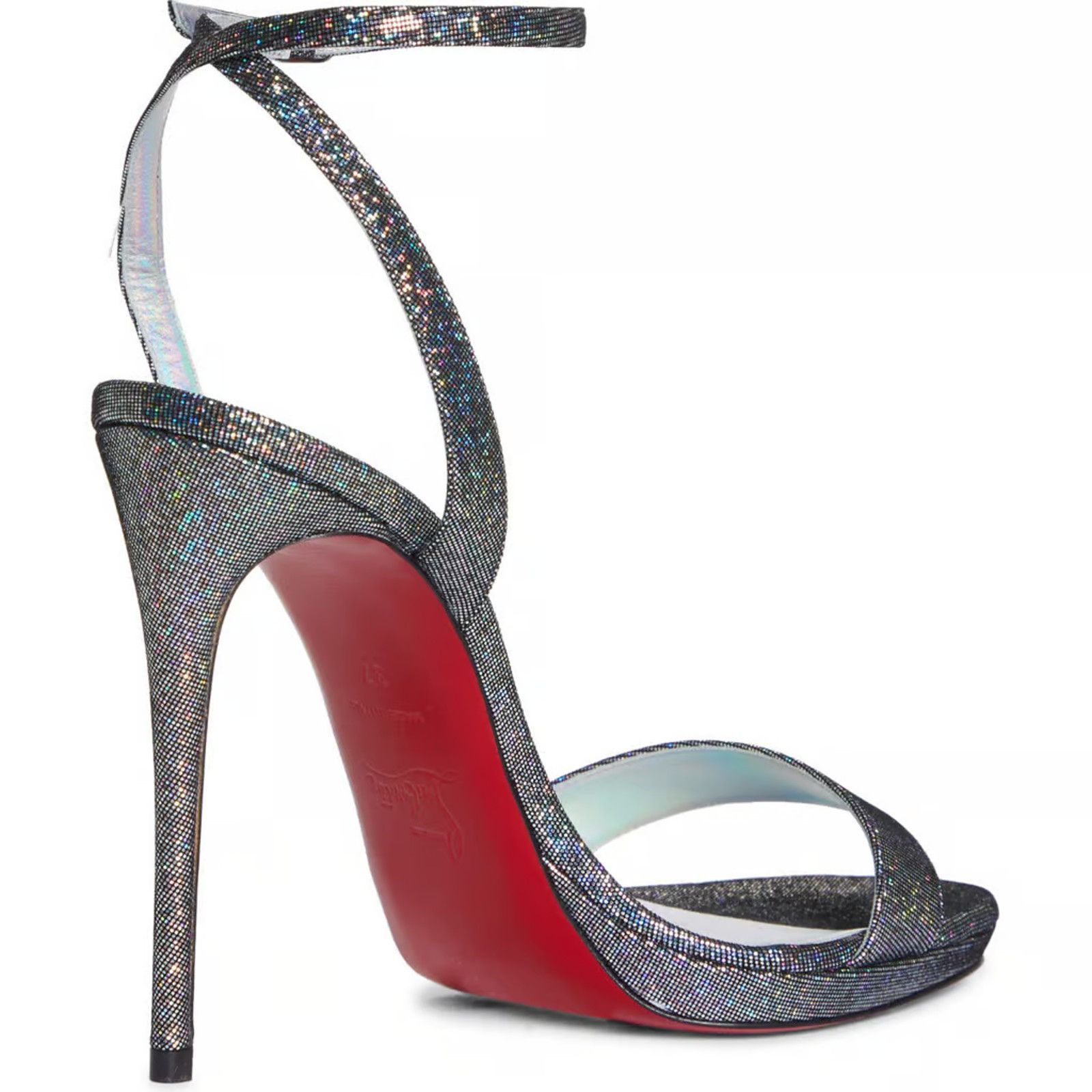 Christian Louboutin Loubi Queen 120 Silver Disco Ankle Strap Sandal Heel Pump 38 Size US 8 / IT 38 - 8 Thumbnail