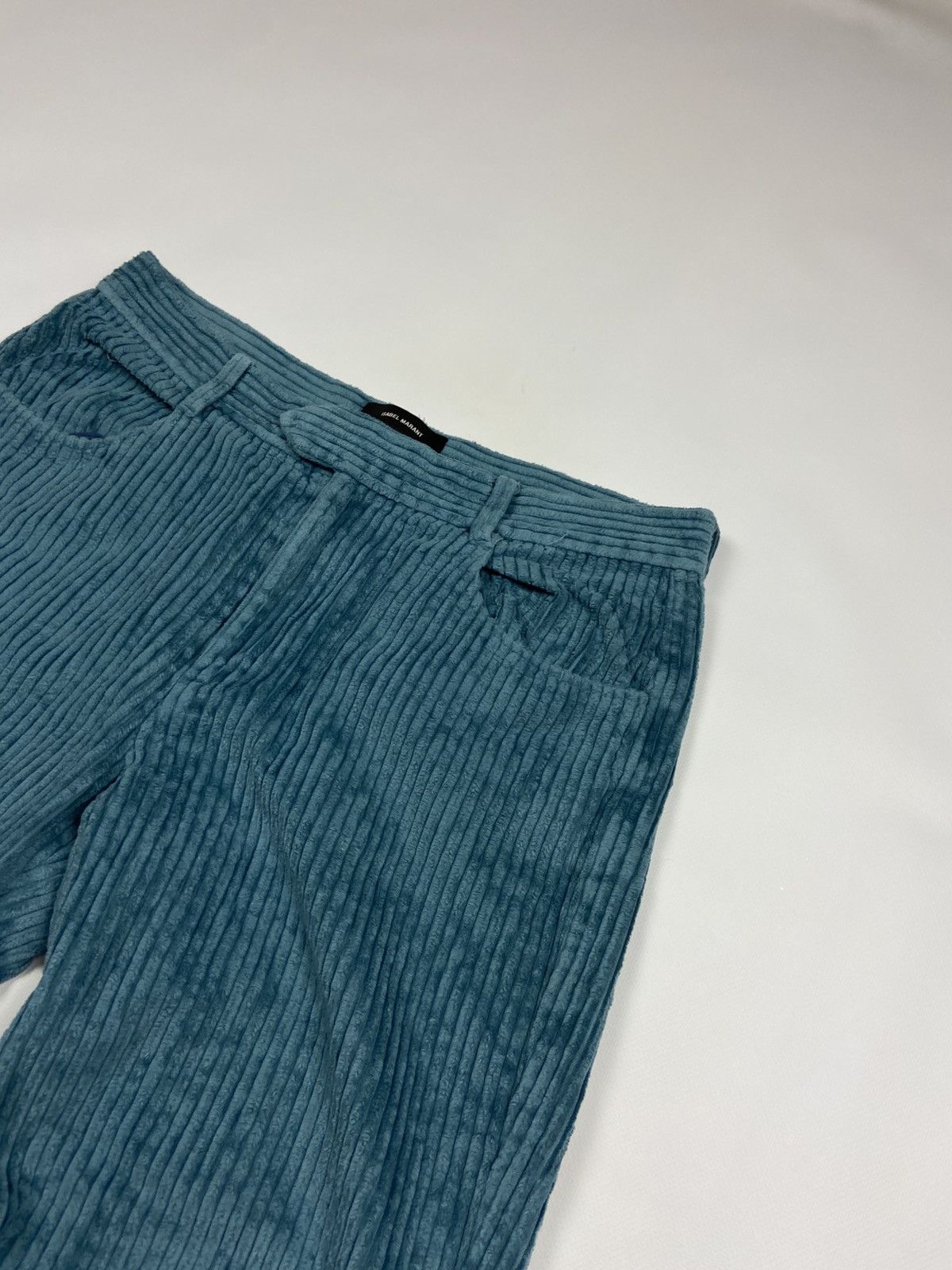 Designer × Isabel Marant Isabel Marant Trousers Turquoise Womens Velvet Striped Pants Size 27" / US 4 / IT 40 - 6 Thumbnail