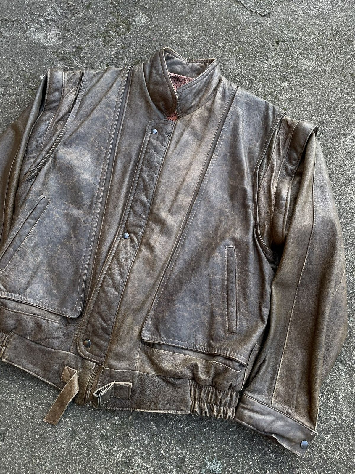 Vintage Washed Brown Retro 90s Genuine Real Leater Bomber Punk Rock Size US XL / EU 56 / 4 - 4 Thumbnail