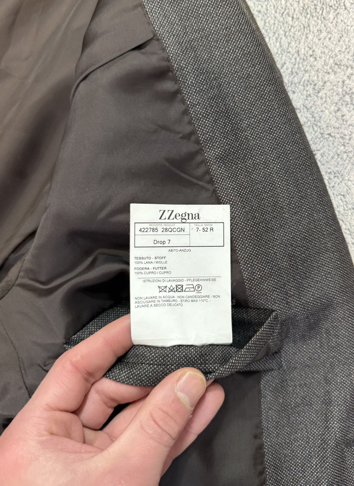 Z Zegna Z Zegna Wool Suit 2 Piece EU52R US42R Drop7 Gray Men Wool Size 42R - 6 Thumbnail