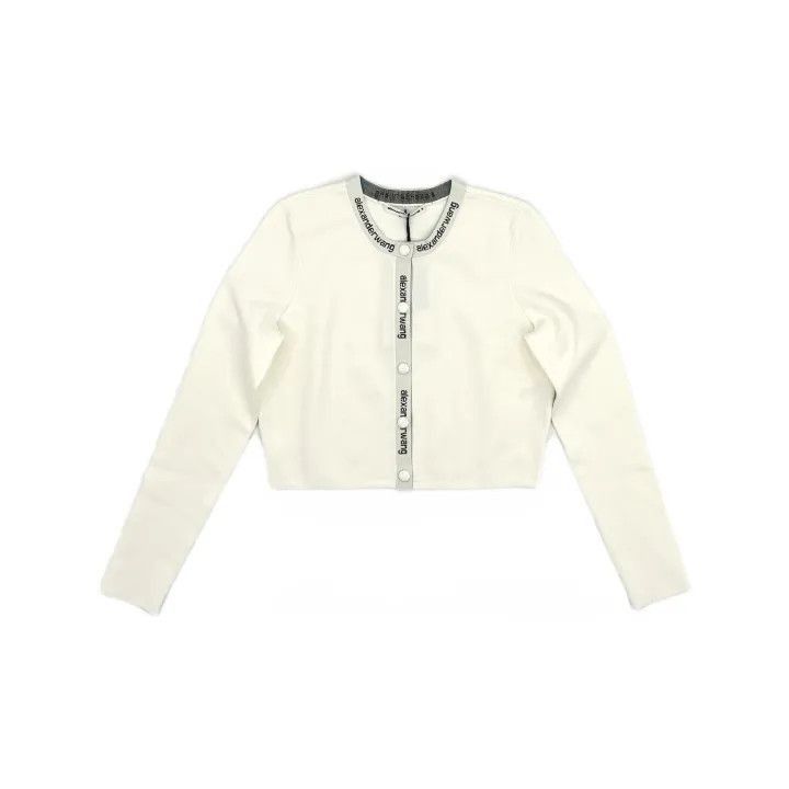 Alexander Wang Alexander Wang White Cropped Knit Cardigan - Size M / US 6-8 / IT 42-44 - 2 Thumbnail