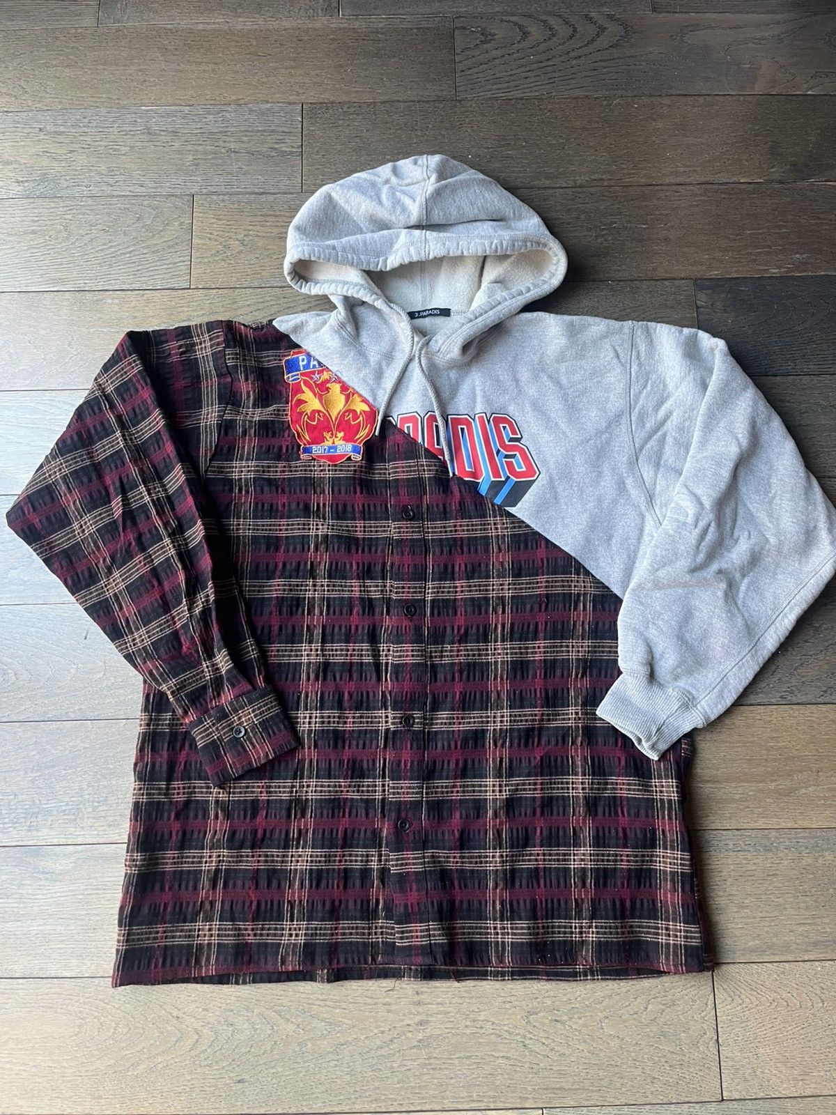 3.PARADIS 3.Paradis Deconstructed Patchwork Debra Hoodie Shirt Size M Size US M / EU 48-50 / 2 - 1 Thumbnail