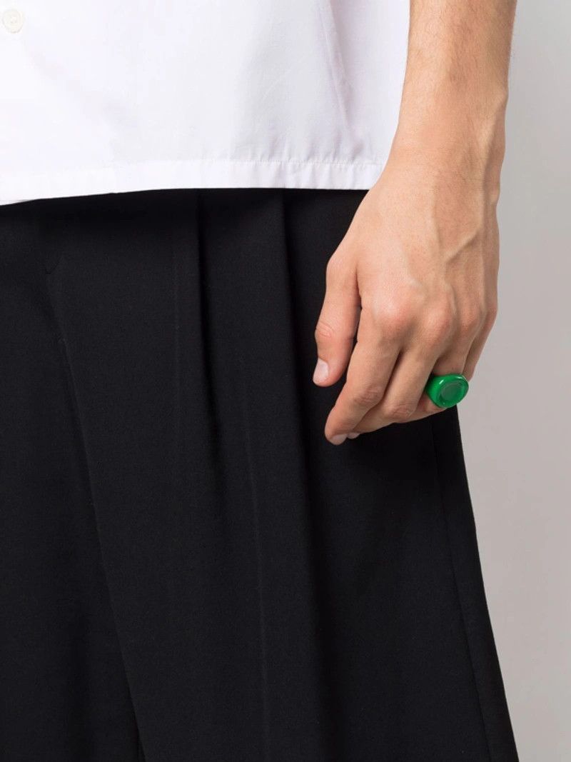 Bottega Veneta BOTTEGA VENETA Seal green gold plated silver ring 