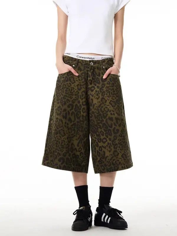 Japanese Brand VIBE baggy vintage leopard print casual denim shorts Size US 34 / EU 50 - 6 Thumbnail