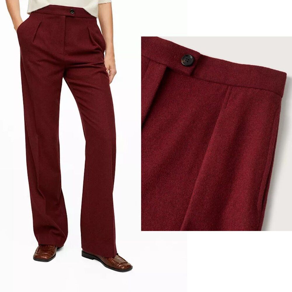 Mango New MANGO Women's Wool Red Pants Size 6 Size 28" / US 6 / IT 42 - 2 Thumbnail