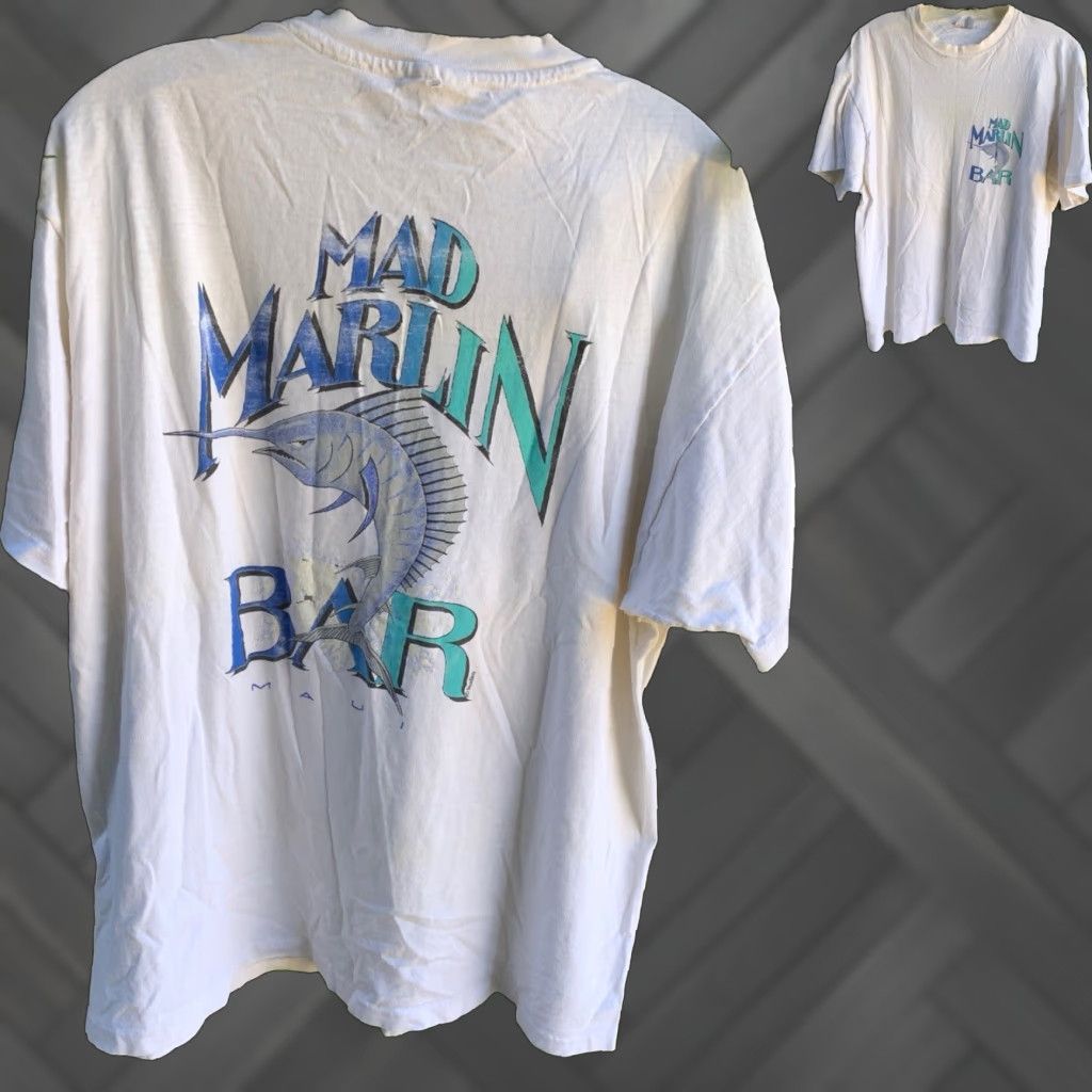 Thrasher VINTAGE Maui T Shirt Men XL White Bar Maui Mad Marlin Distressed Holes Thrashed Vintage Shirt Men XL White Hawaiian Fish 90s Size US XL / EU 56 / 4 - 1 Thumbnail