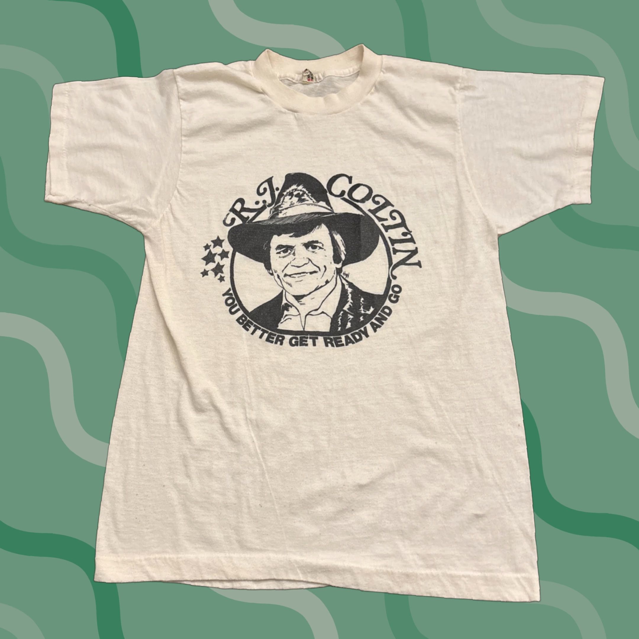Vintage VINTAGE Elvis Presley T-Shirt Screen Stars Single Stitch M Beige 80s Country Mens Size US M / EU 48-50 / 2 - 1 Thumbnail