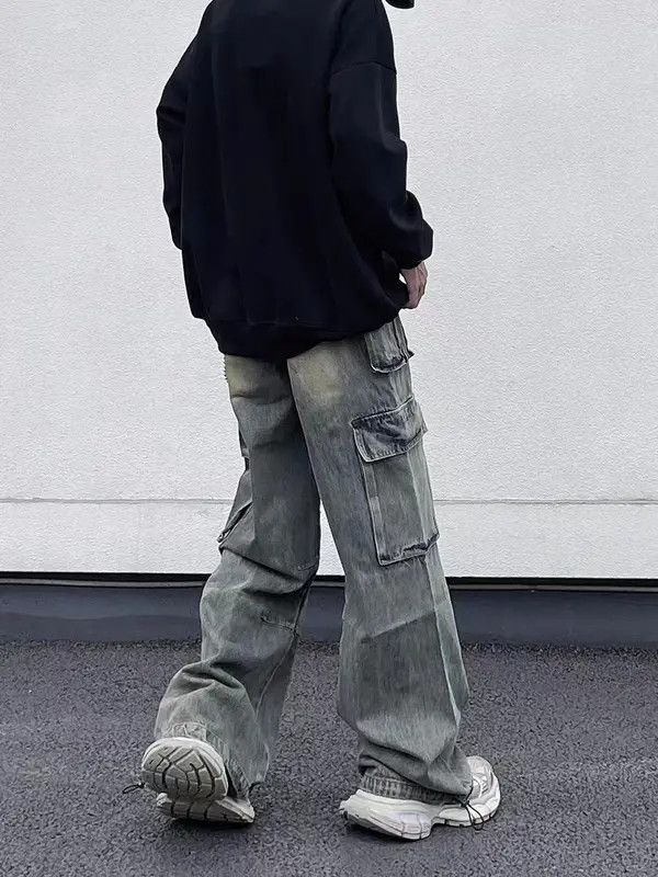 VIBE Retro Distressed Yellow Mud Loose Cargo Jeans Size US 32 / EU 48 - 7 Thumbnail
