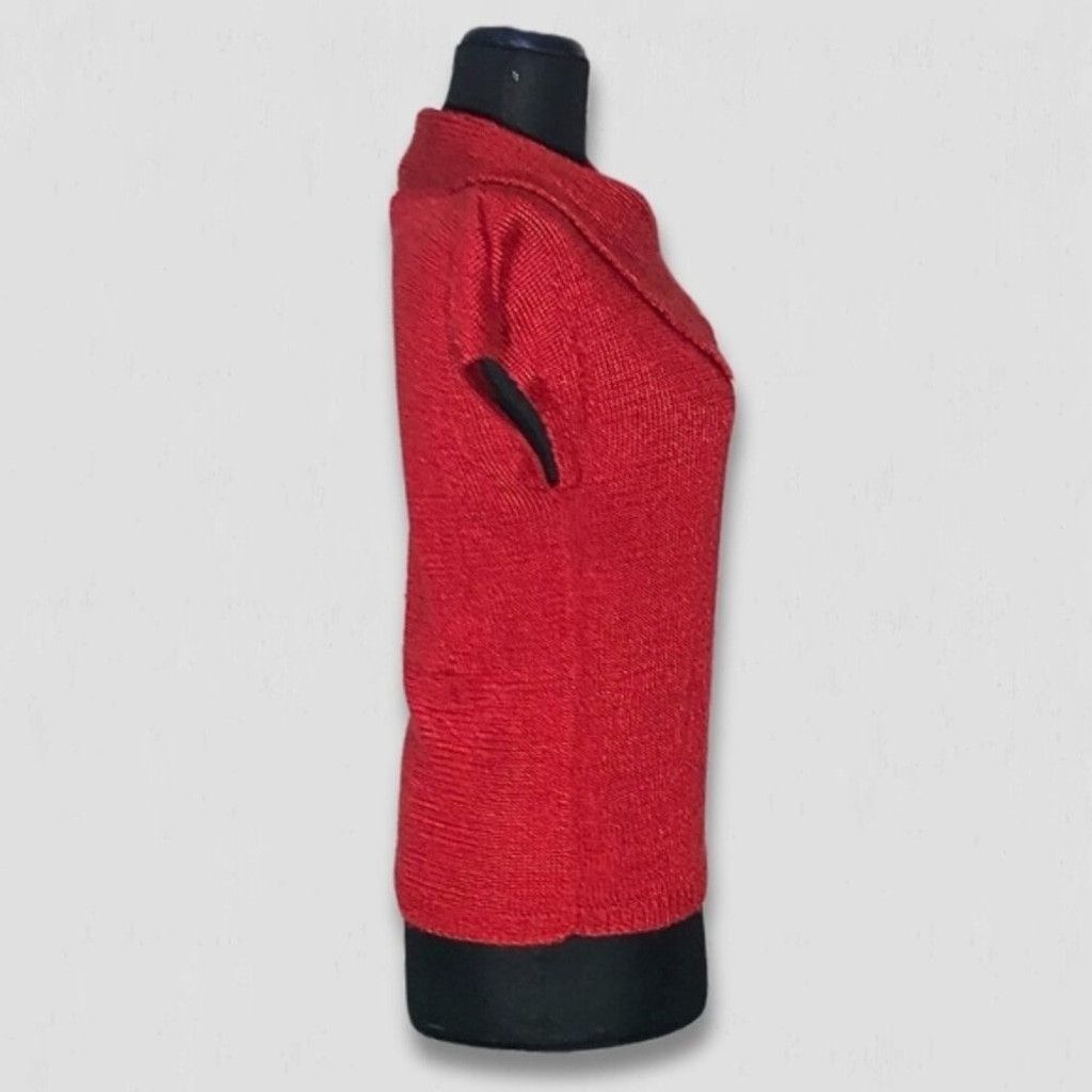 Vintage 90s Koret Knit Blouse Sweater Collar Short Sleeves Red sz S Size S / US 4 / IT 40 - 3 Thumbnail