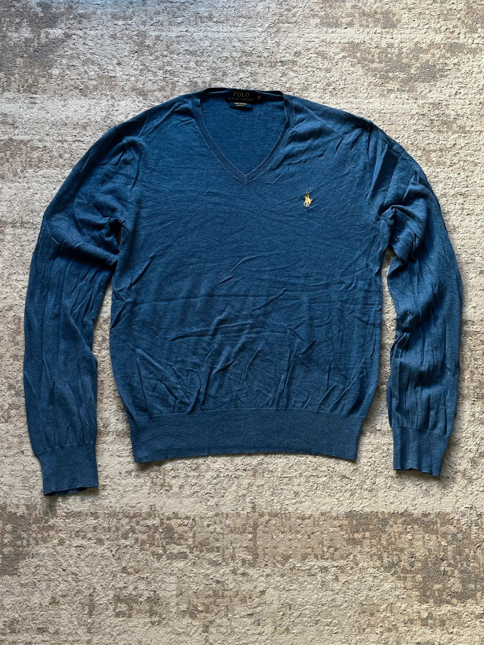 Polo Ralph Lauren Polo Ralph Lauren Pima Cotton Slim Fit Sz M Blue Sweater Size US M / EU 48-50 / 2 - 1 Thumbnail