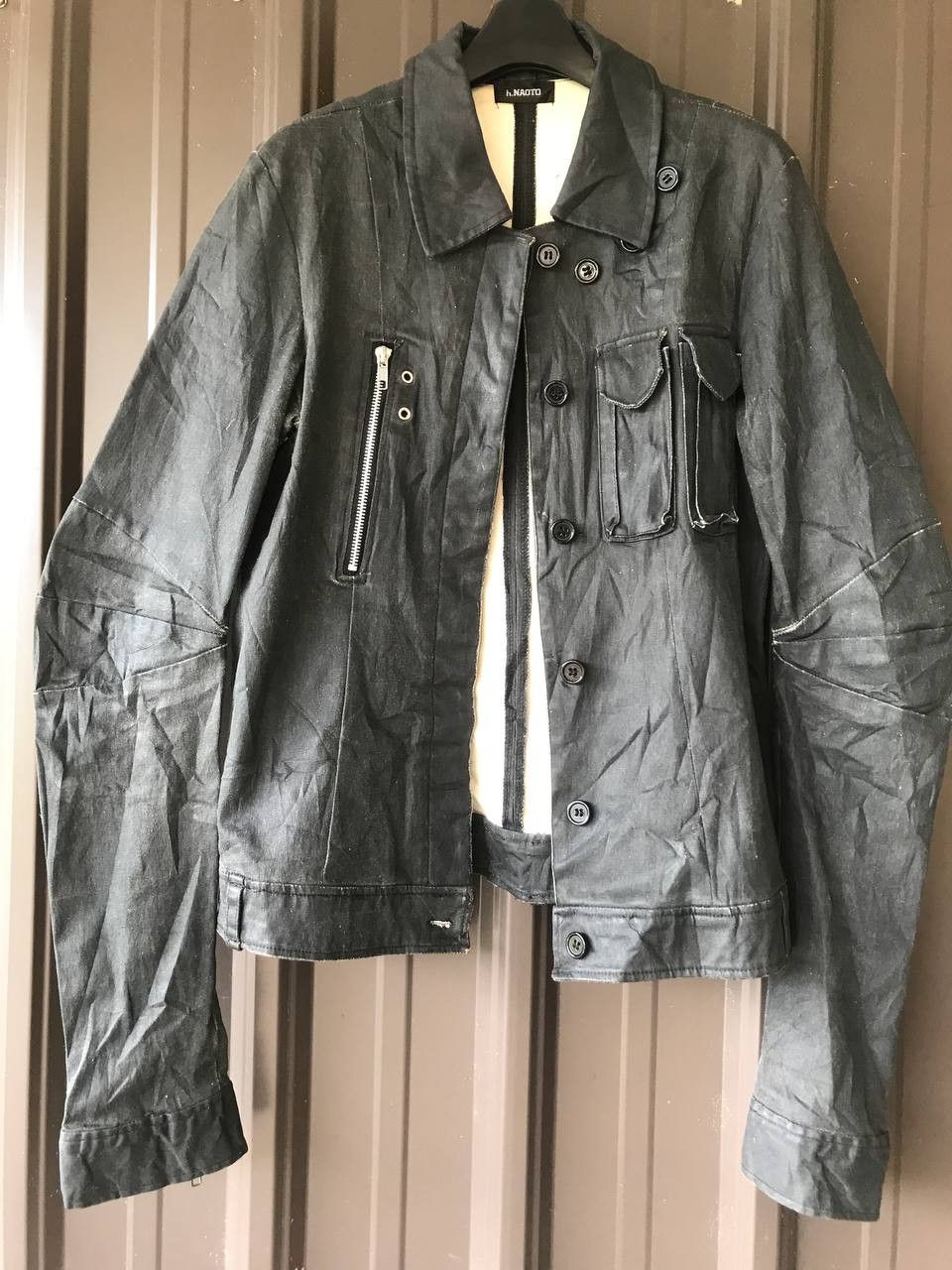 Japanese Brand H Naoto Gothic Punk Wax Jacket ifsixwasnine style Size XS / US 0-2 / IT 36-38 - 2 Thumbnail